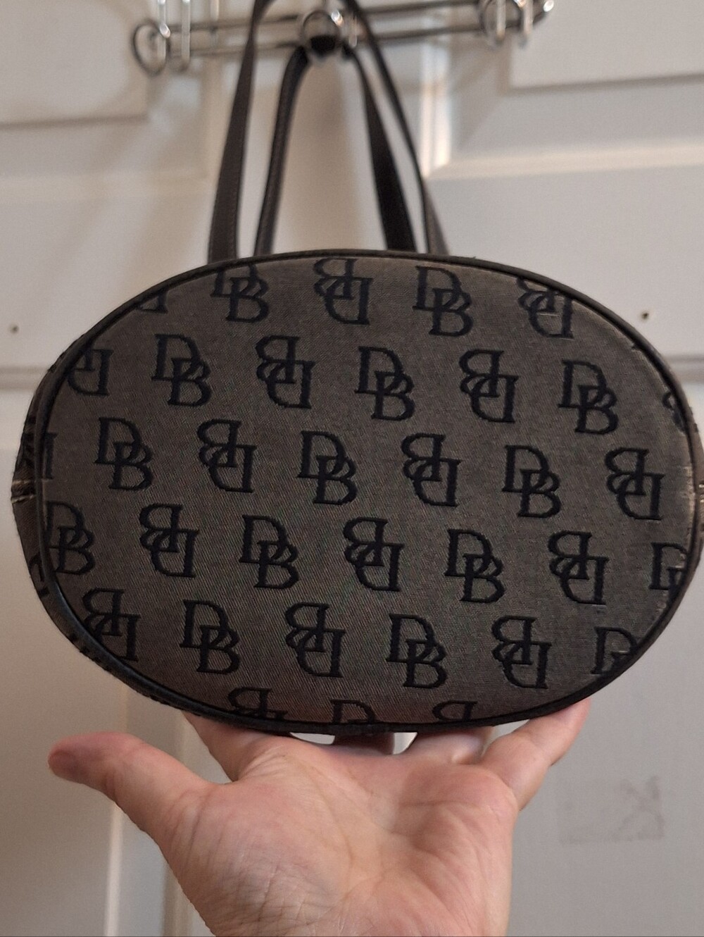 Dooney & Bourke Black Logo Canvas Bucket Tote Bag - Picture 14 of 17